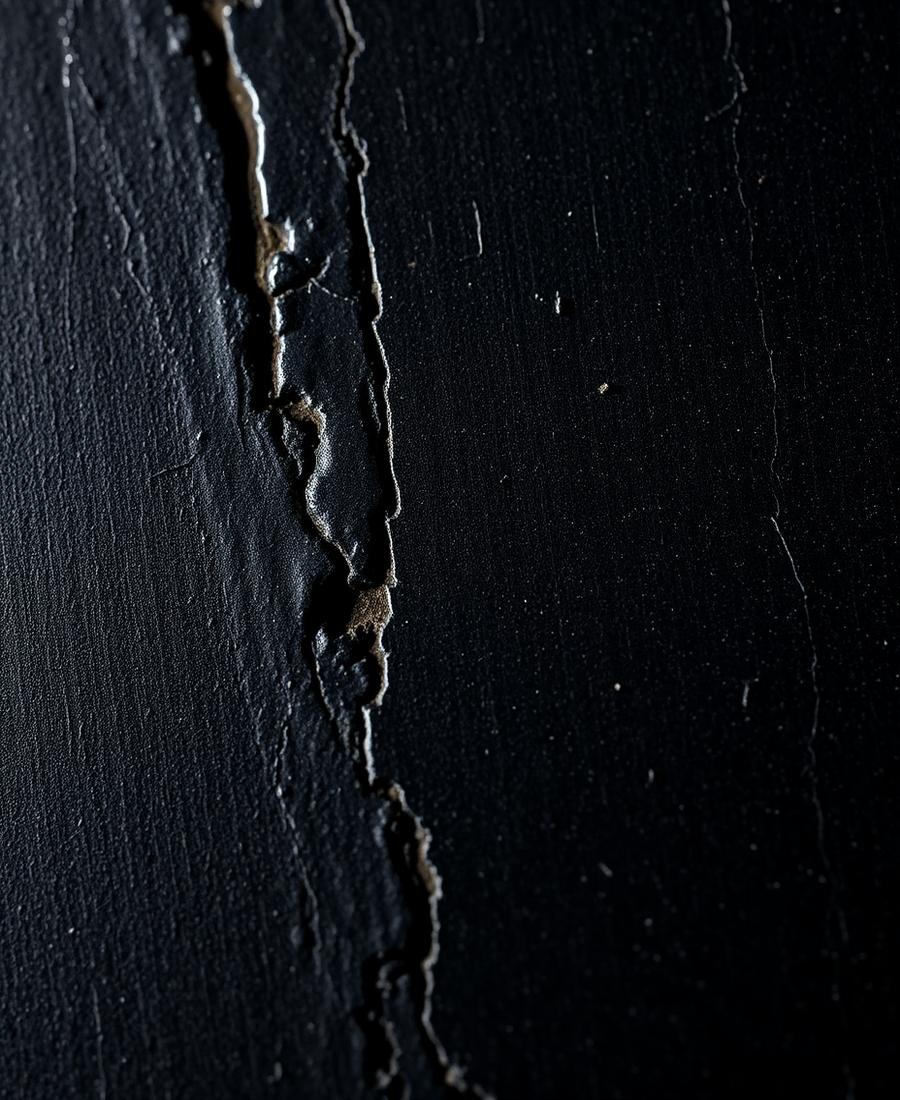Macro detail of blackened hot-rolled steel plate with weld seam