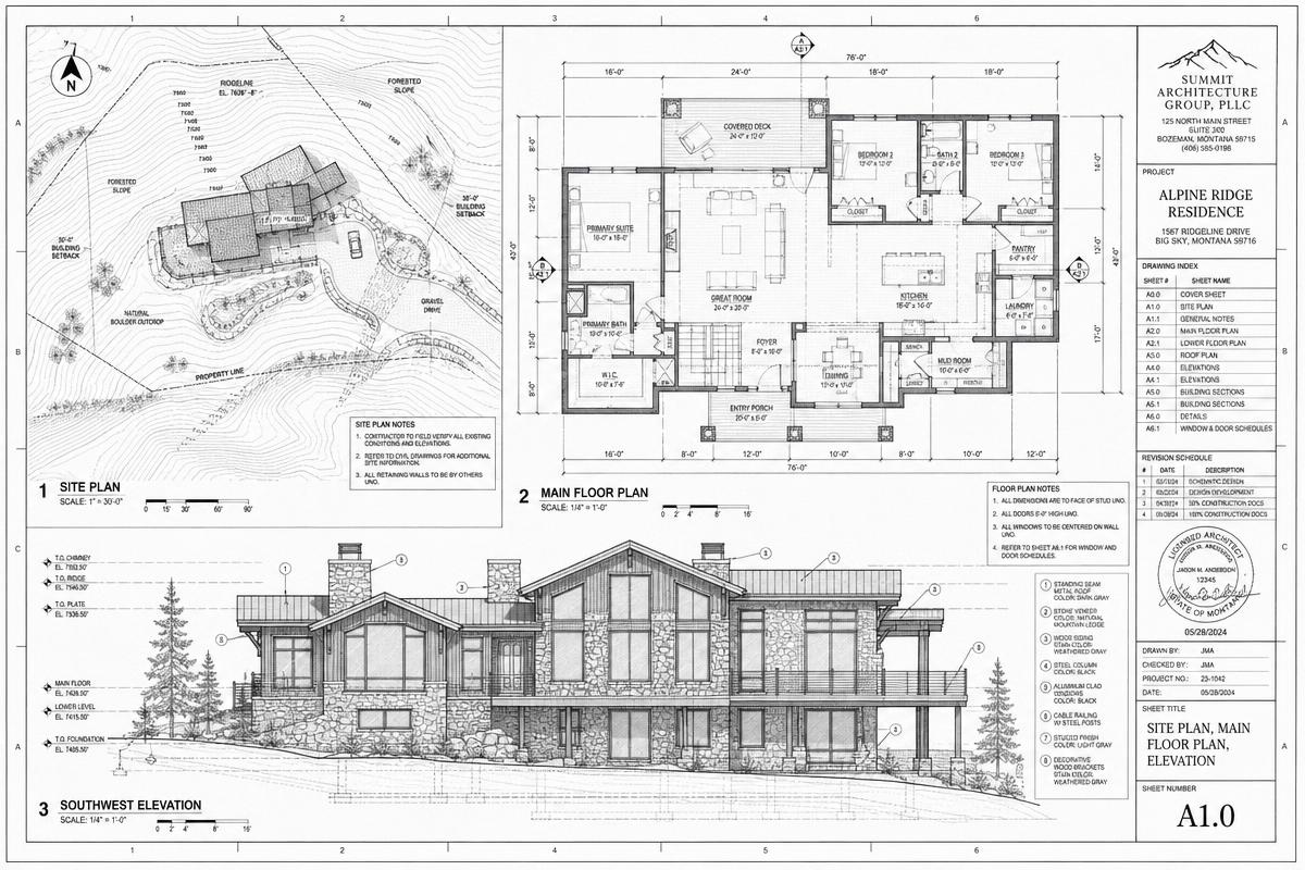 Architectural schematic drawing for Formwork Residence