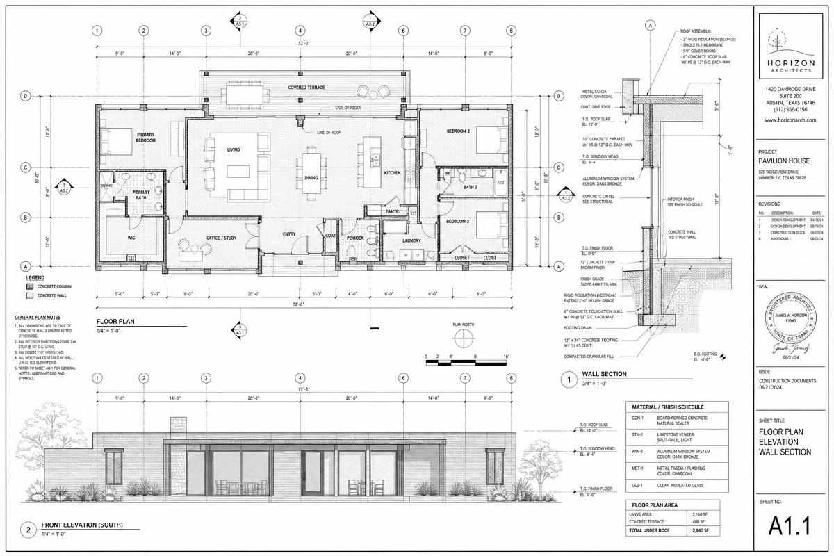 Architectural schematic drawing for Black Rock Pavillion